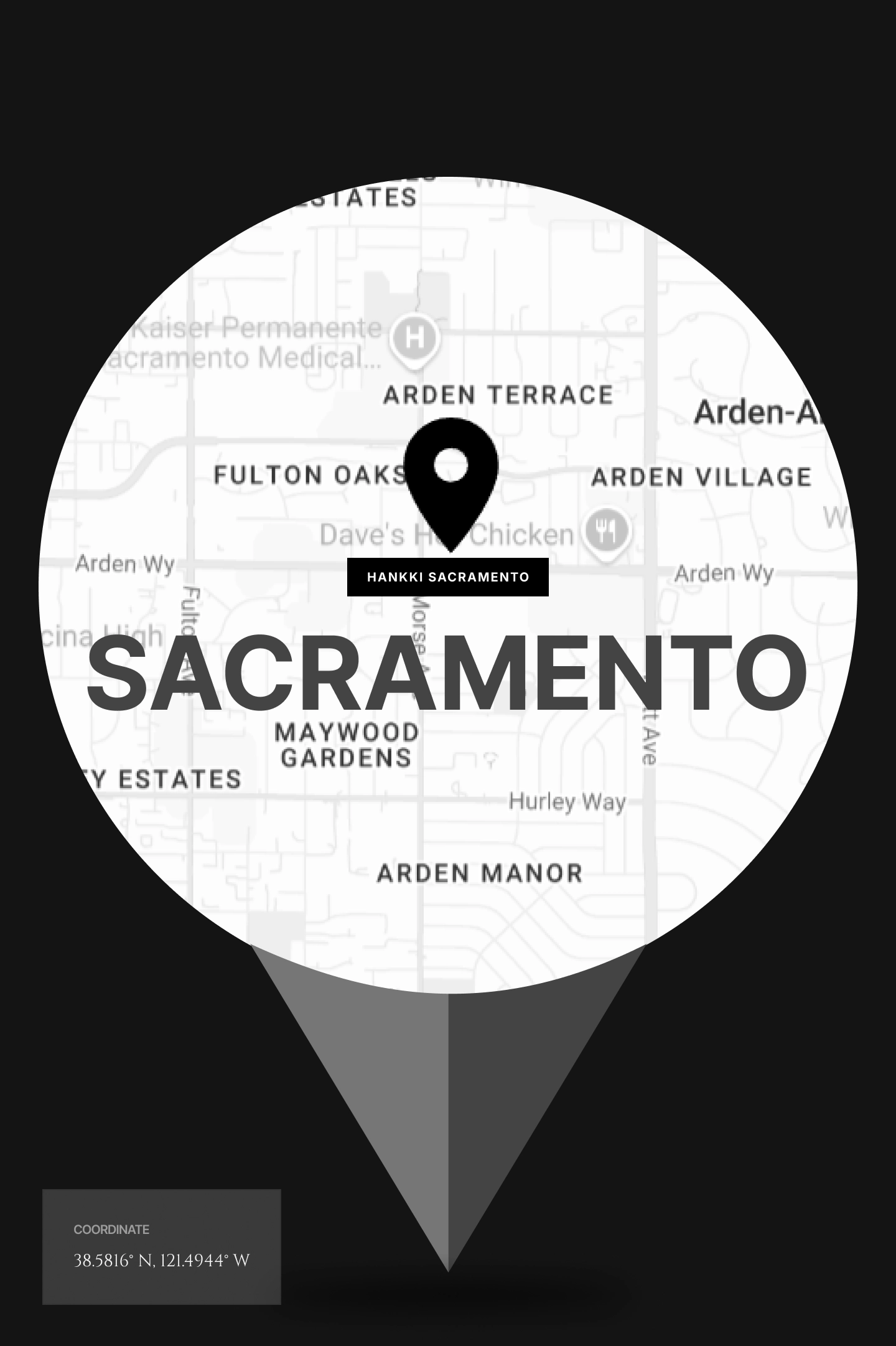 Map to Hankki, 3129 Arden Way